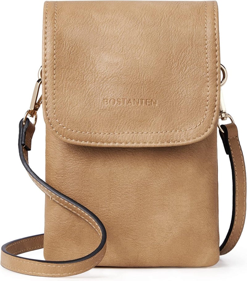 Bostanten Vegan Leather Small Crossbody Bags for Women Designer Cell Phone Bag Wallet Purses Adjustable Strap - Image 1